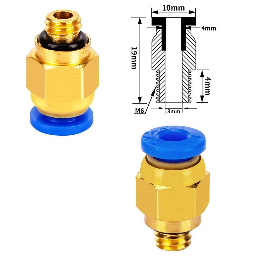 5 Stück PC4-M6 Push Fitting Pneumatik Anschschluss Kupplung Extruder PTFE Teflon - 3DDrucker24.com